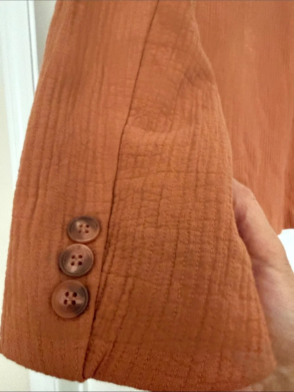 100% cotton Rust Orange Double-Breasted Blazer